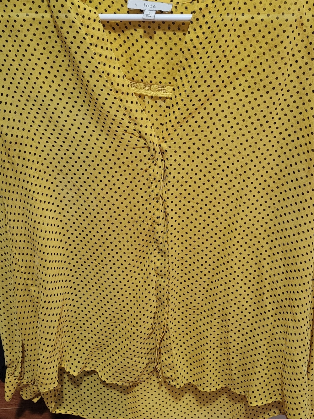 Joie Yellow Blouse with Black Polka Dots